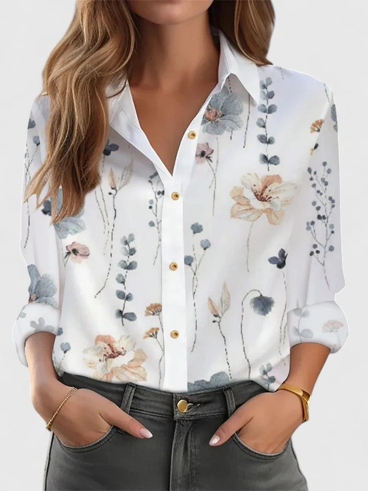 Xiomara | Printed Button-Up Blouse with Long Sleeves