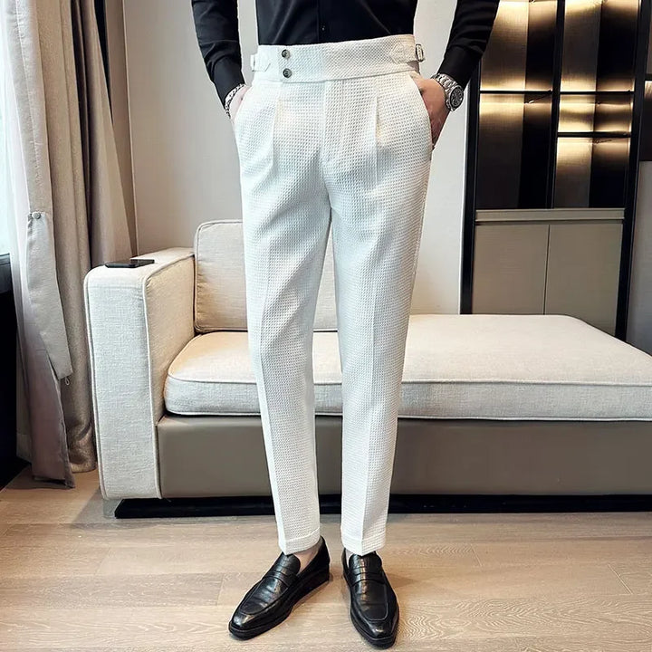 Soren | Textured Pleat Front Trousers
