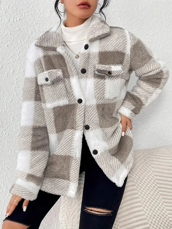 Sibylla | Plaid Fleece Jacket with Button Front