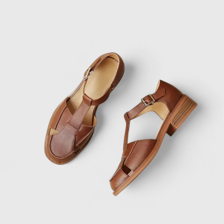 Sabella | Closed-Toe T-Strap Sandals with Buckle