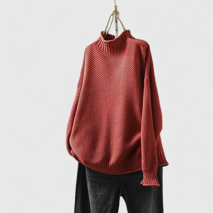 Azul | Chunky Knit Turtleneck Sweater with Seed Stitch