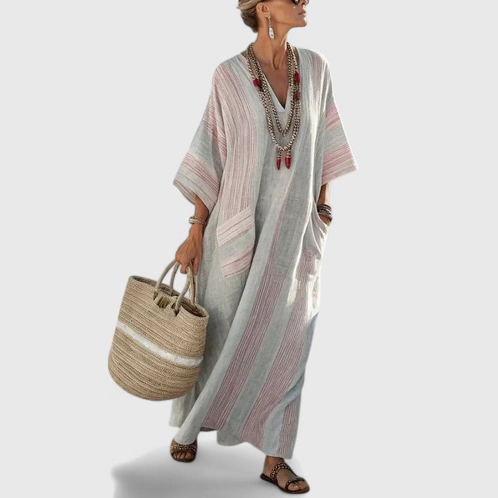 Indigo | Embroidered Bohemian Caftan Maxi Dress