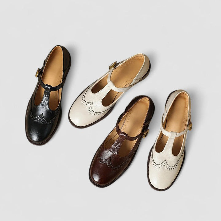 Vianne | T-Strap Mary Jane Brogues with Buckle