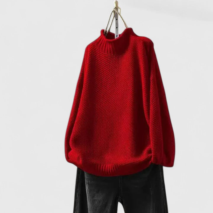 Azul | Chunky Knit Turtleneck Sweater with Seed Stitch