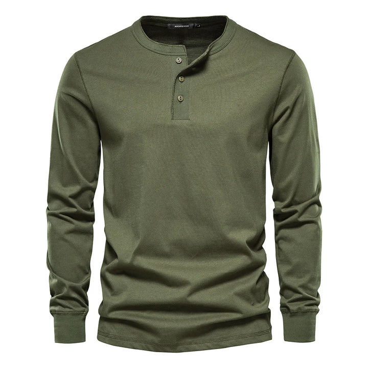 Dominic | Long-Sleeve Henley Button Shirt