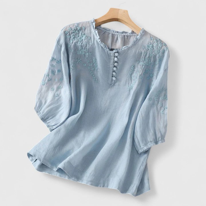 Keita | Embroidered 3/4 Sleeve Blouse for Women