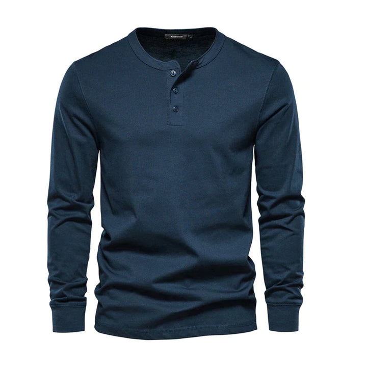 Dominic | Long-Sleeve Henley Button Shirt