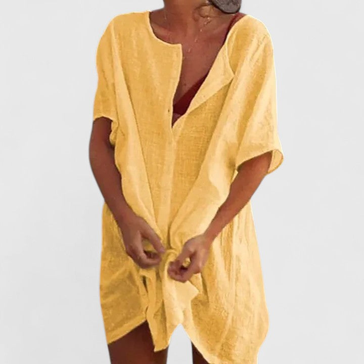 Cleopatraea | Linen Tunic Shirt Dress Short Sleeve