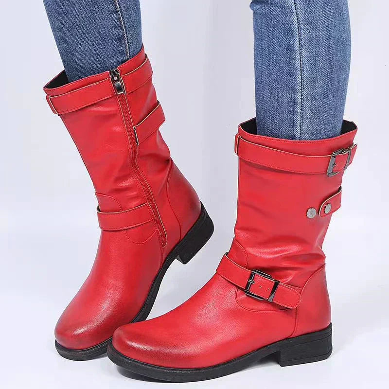 Yuliana | Buckle Detail Mid-Calf Boots