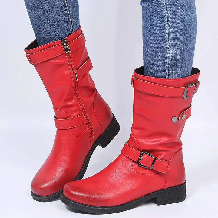 Yuliana | Buckle Detail Mid-Calf Boots