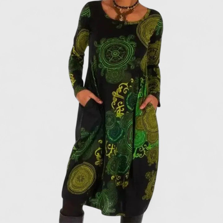 Noelle | Paisley Print Empire Waist Dress with Pockets