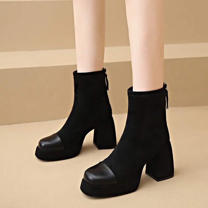 Nessa | Platform Ankle Block Heel Boots