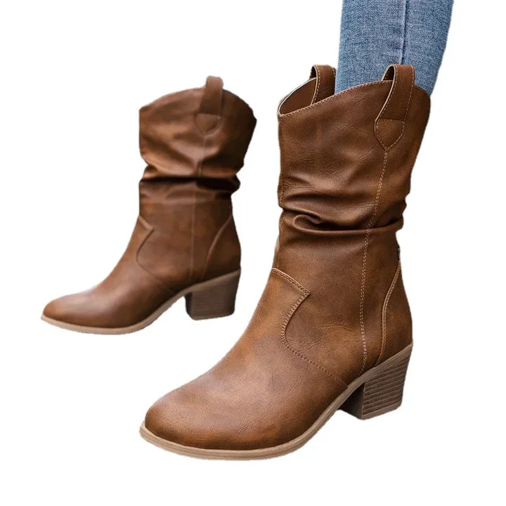 Veronica | Slouchy Block Heel Western Boots