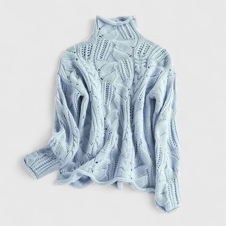 Pansy | Chunky Cable Knit Sweater with Turtleneck