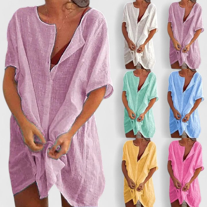 Cleopatraea | Linen Tunic Shirt Dress Short Sleeve