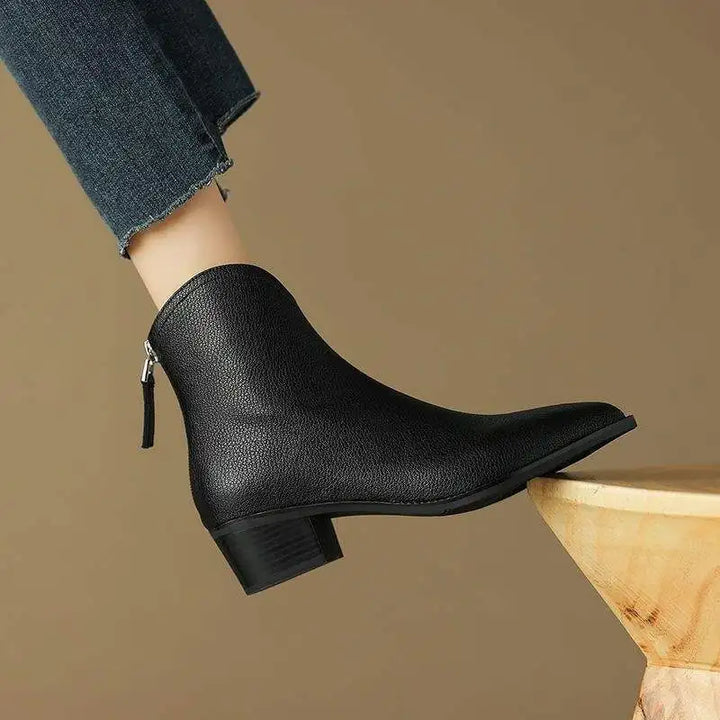 Angelina | Pointed Toe Block Heel Ankle Boots