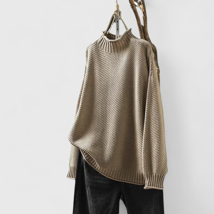 Azul | Chunky Knit Turtleneck Sweater with Seed Stitch