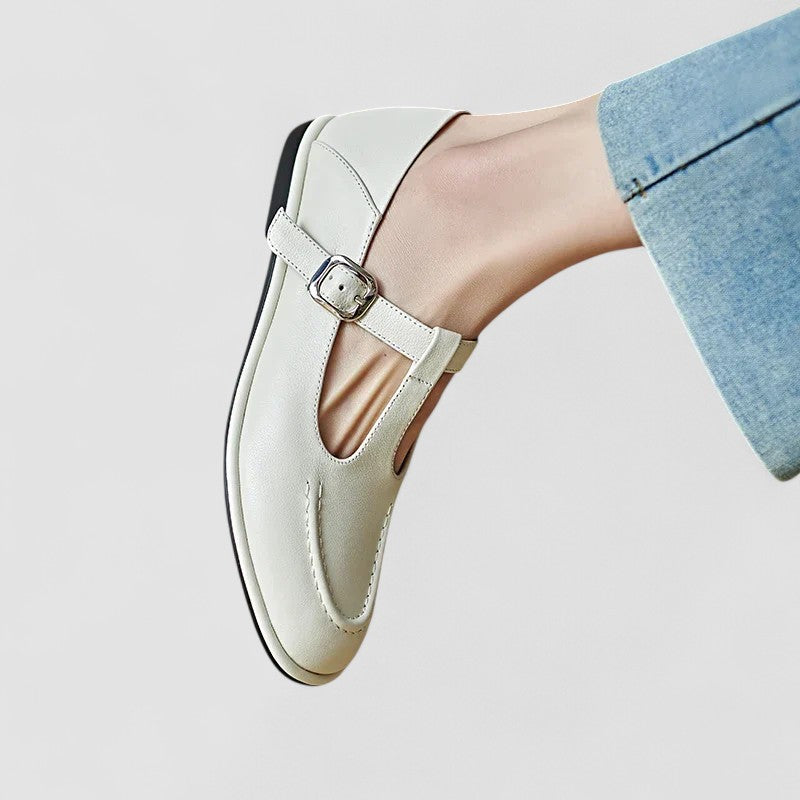 Vada | T-Strap Mary Jane Flats with Buckle