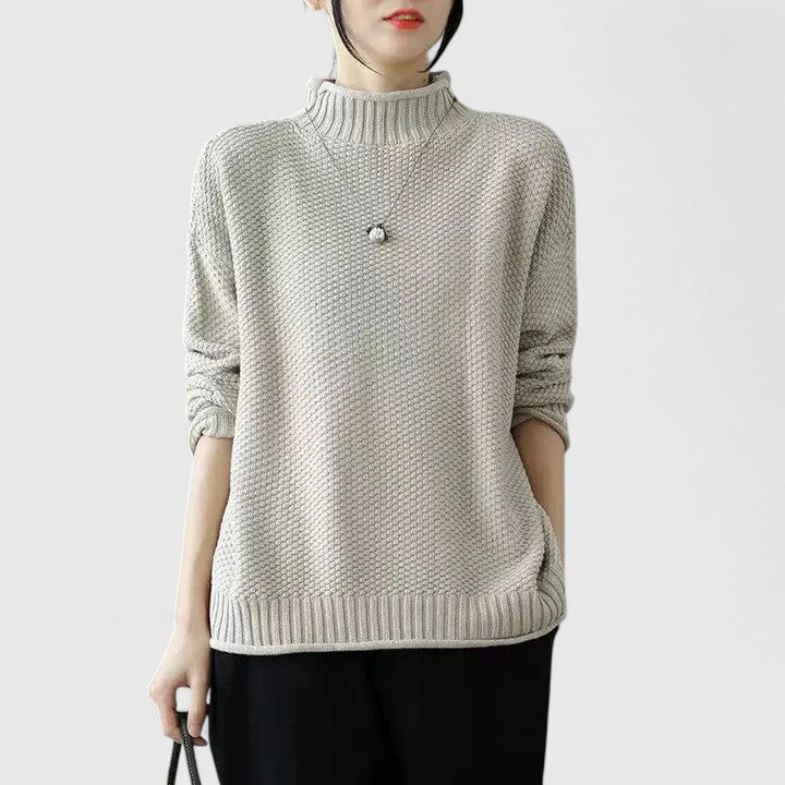 Azul | Chunky Knit Turtleneck Sweater with Seed Stitch