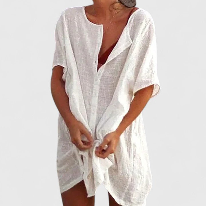 Cleopatraea | Linen Tunic Shirt Dress Short Sleeve