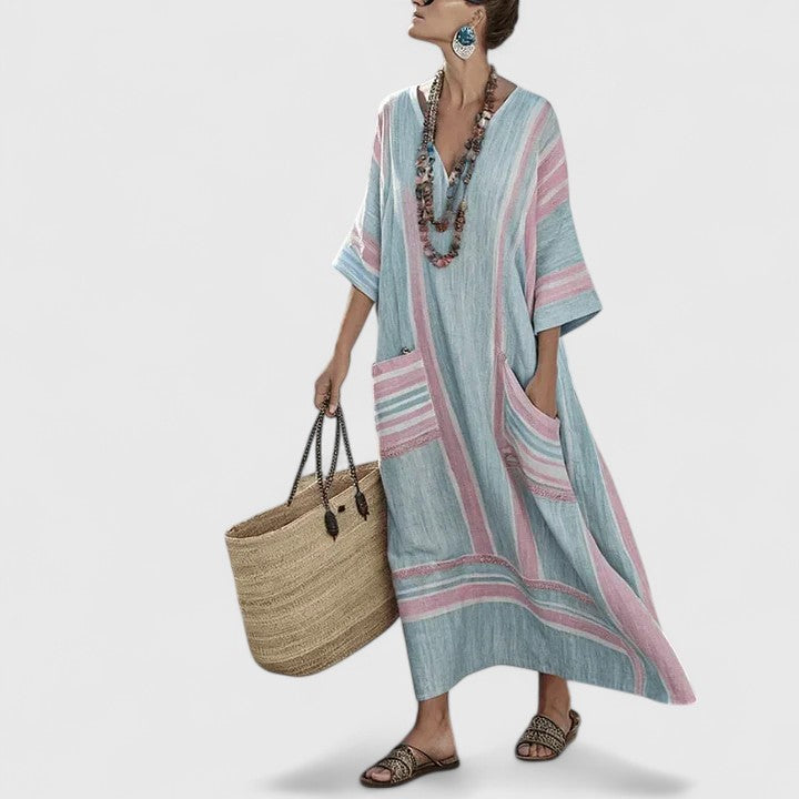 Indigo | Embroidered Bohemian Caftan Maxi Dress
