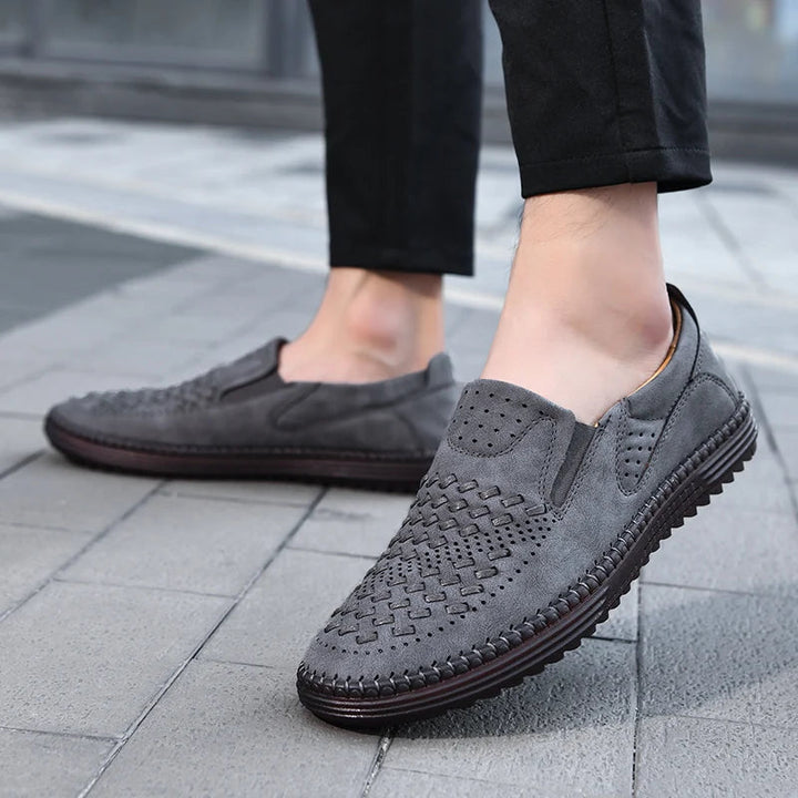 Aaron | Perforated Textured Slip-On Loafers