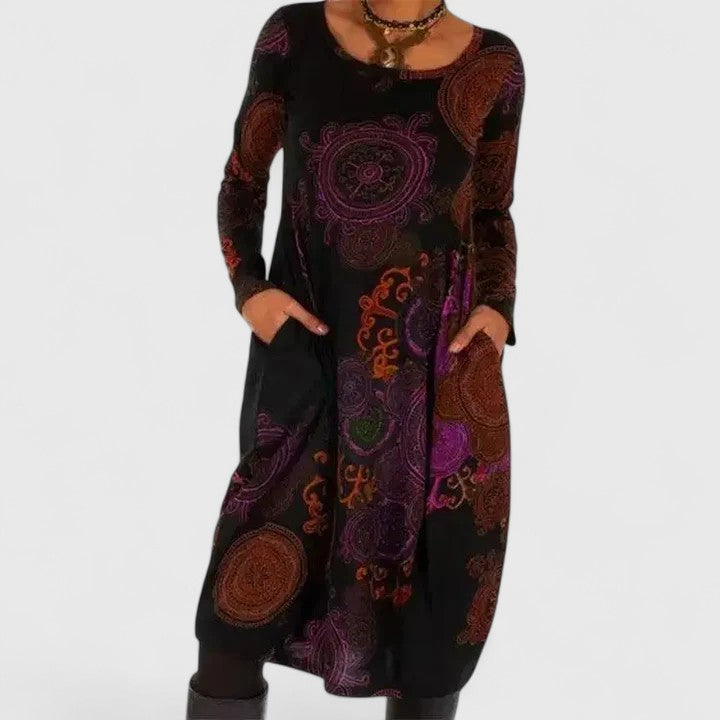 Noelle | Paisley Print Empire Waist Dress with Pockets
