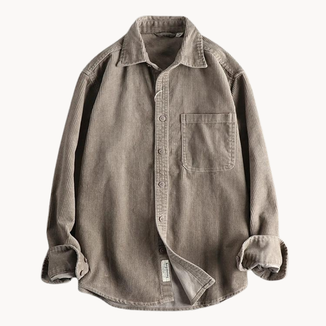 Travis | Brown Corduroy Long-Sleeve Shirt