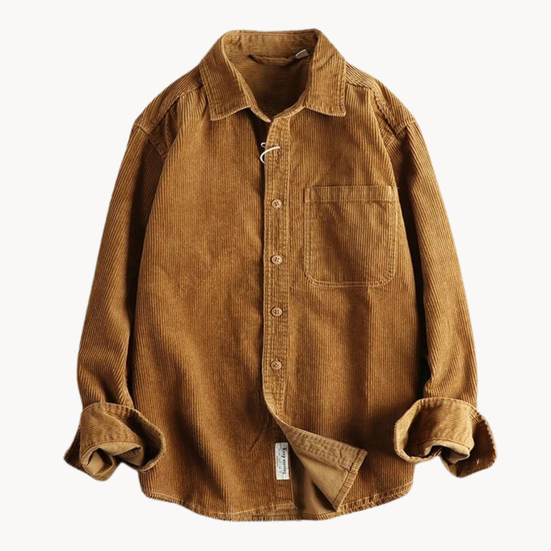 Travis | Brown Corduroy Long-Sleeve Shirt