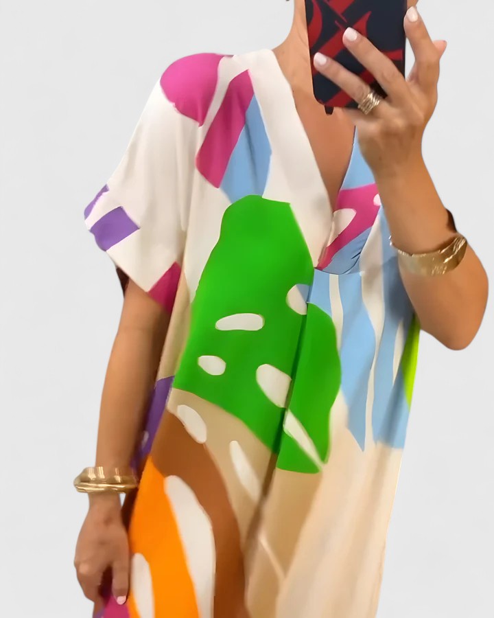 Trudy | Leaf Print Comfort Dress