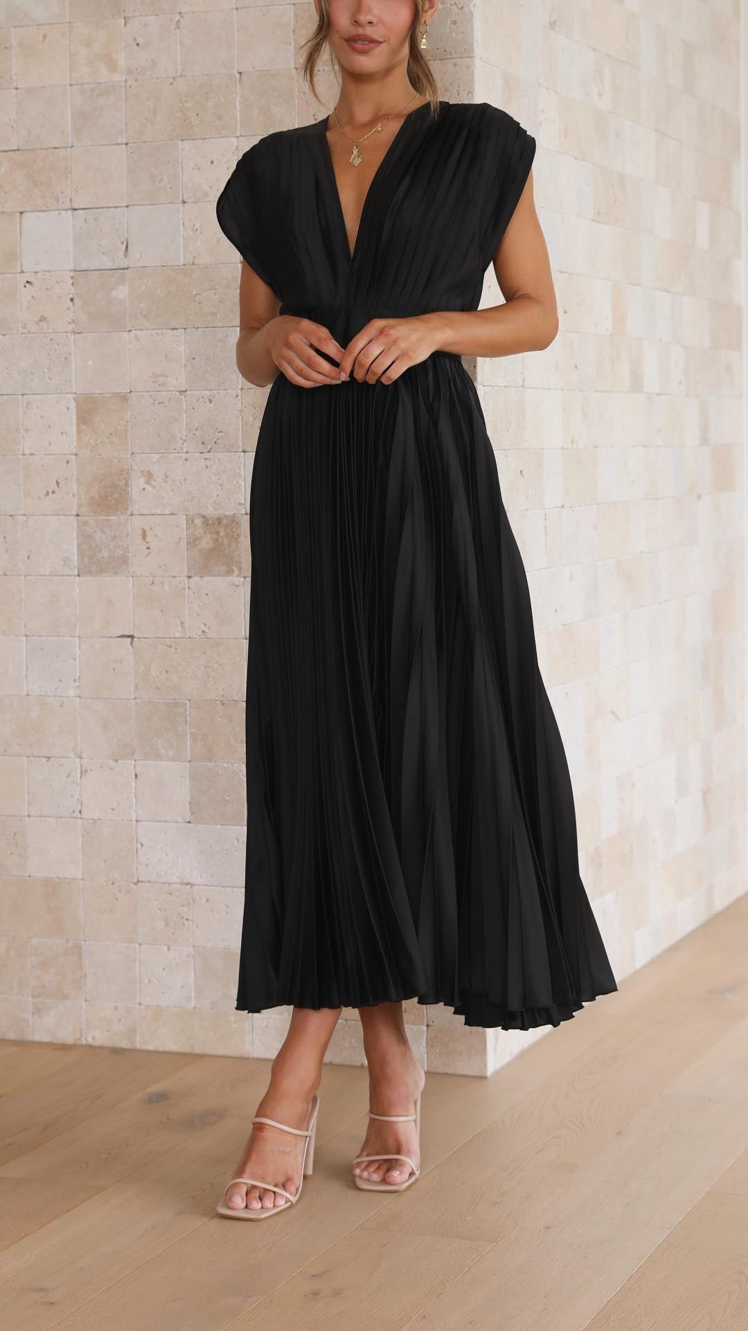 Denise | Classic Pleated Maxi Dress