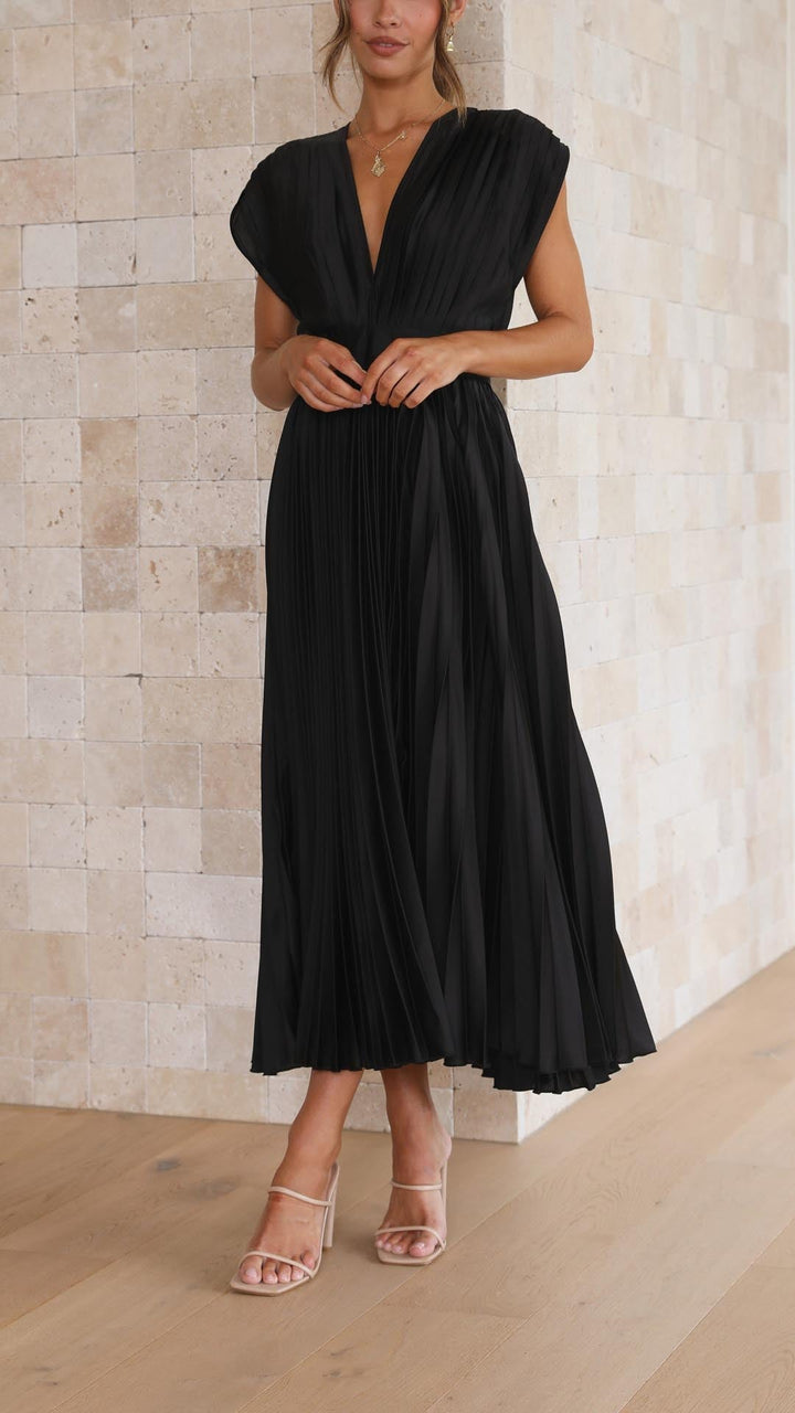 Denise | Classic Pleated Maxi Dress