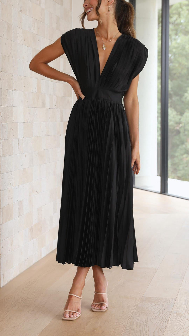 Denise | Classic Pleated Maxi Dress
