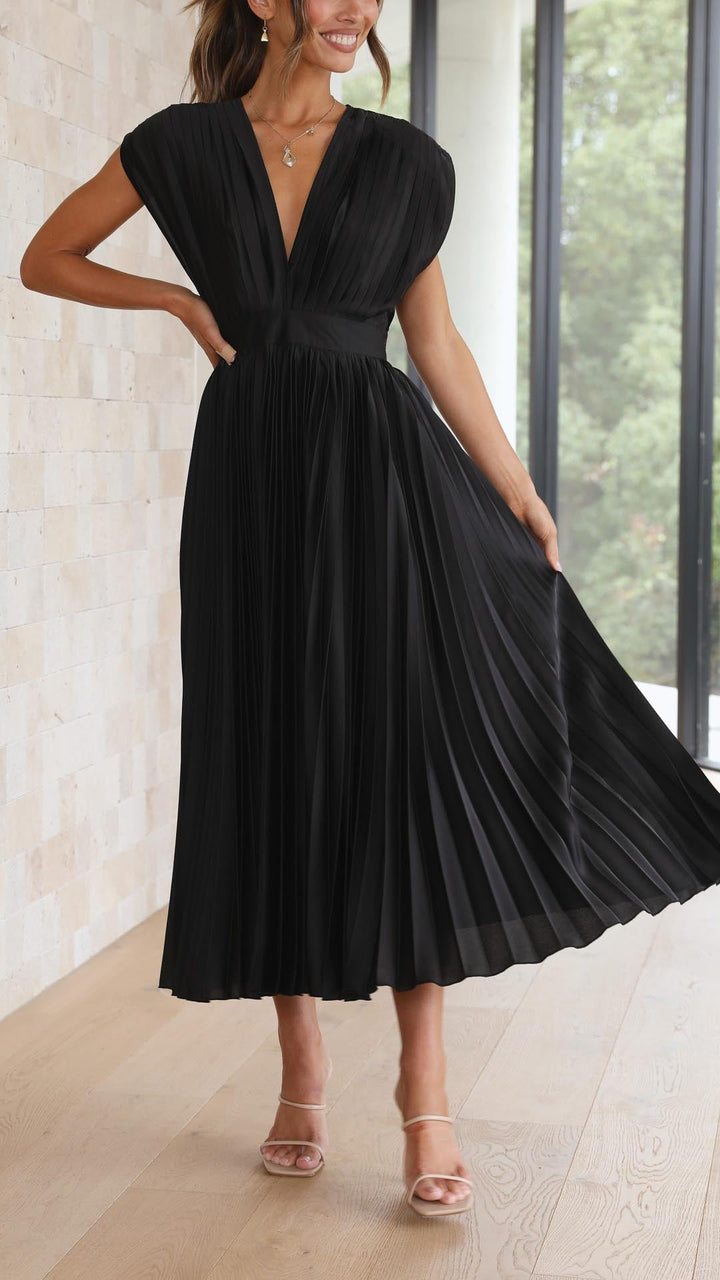 Denise | Classic Pleated Maxi Dress