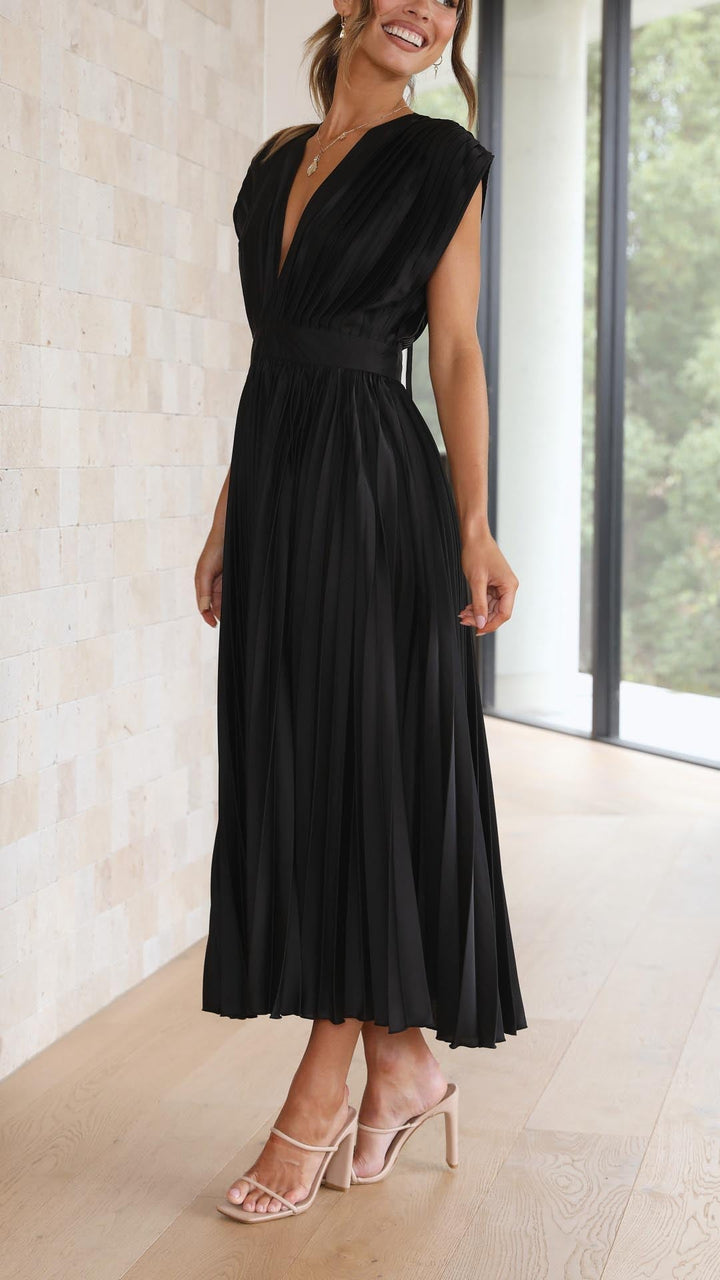 Denise | Classic Pleated Maxi Dress