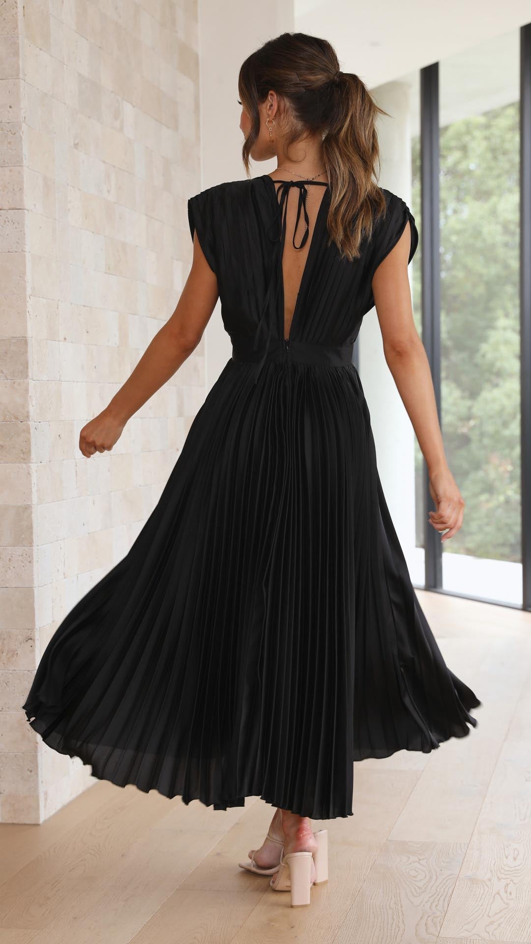 Denise | Classic Pleated Maxi Dress