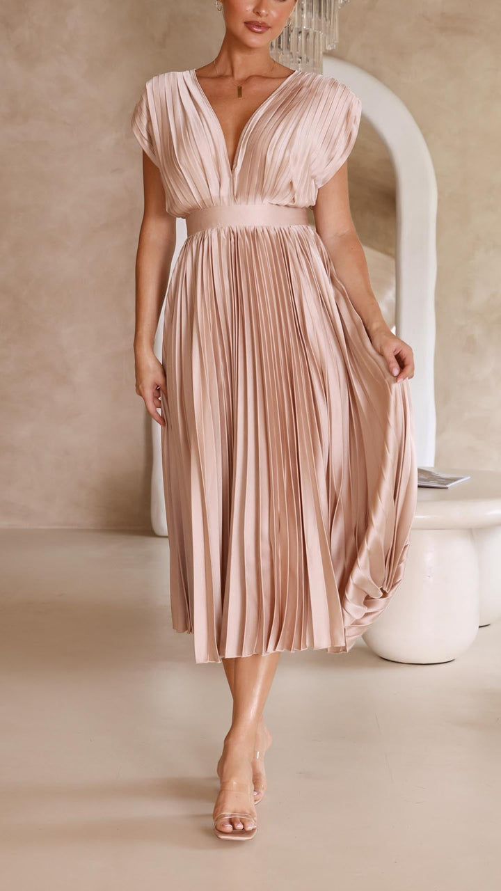 Denise | Classic Pleated Maxi Dress