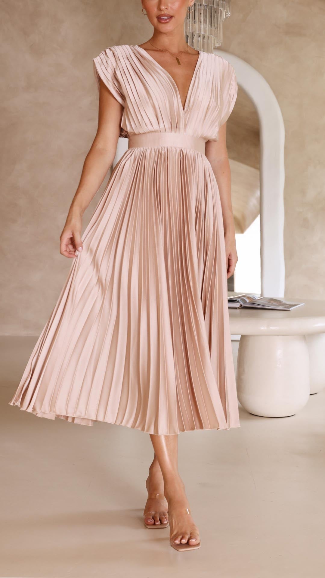Denise | Classic Pleated Maxi Dress