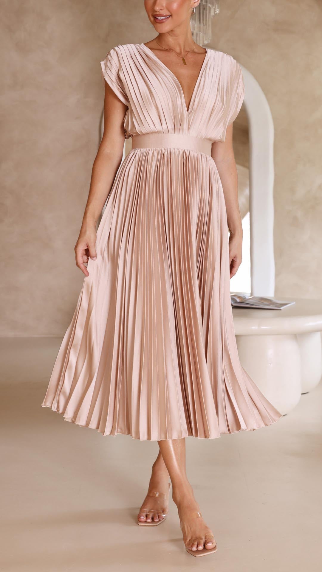 Denise | Classic Pleated Maxi Dress