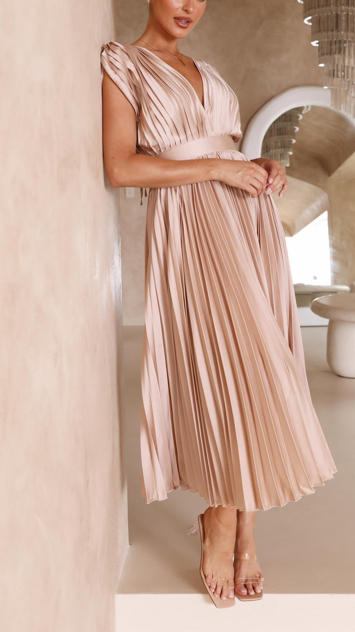 Denise | Classic Pleated Maxi Dress