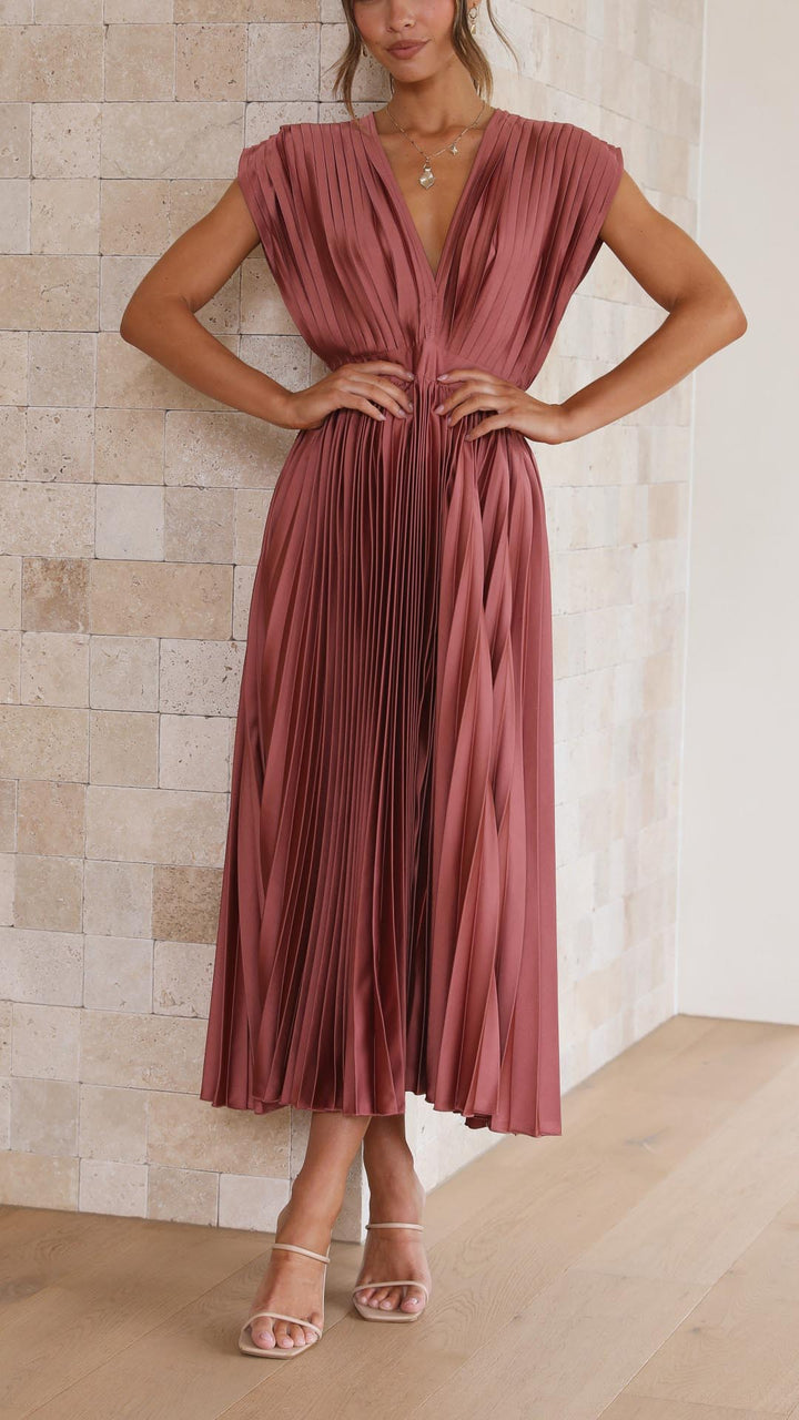 Denise | Classic Pleated Maxi Dress