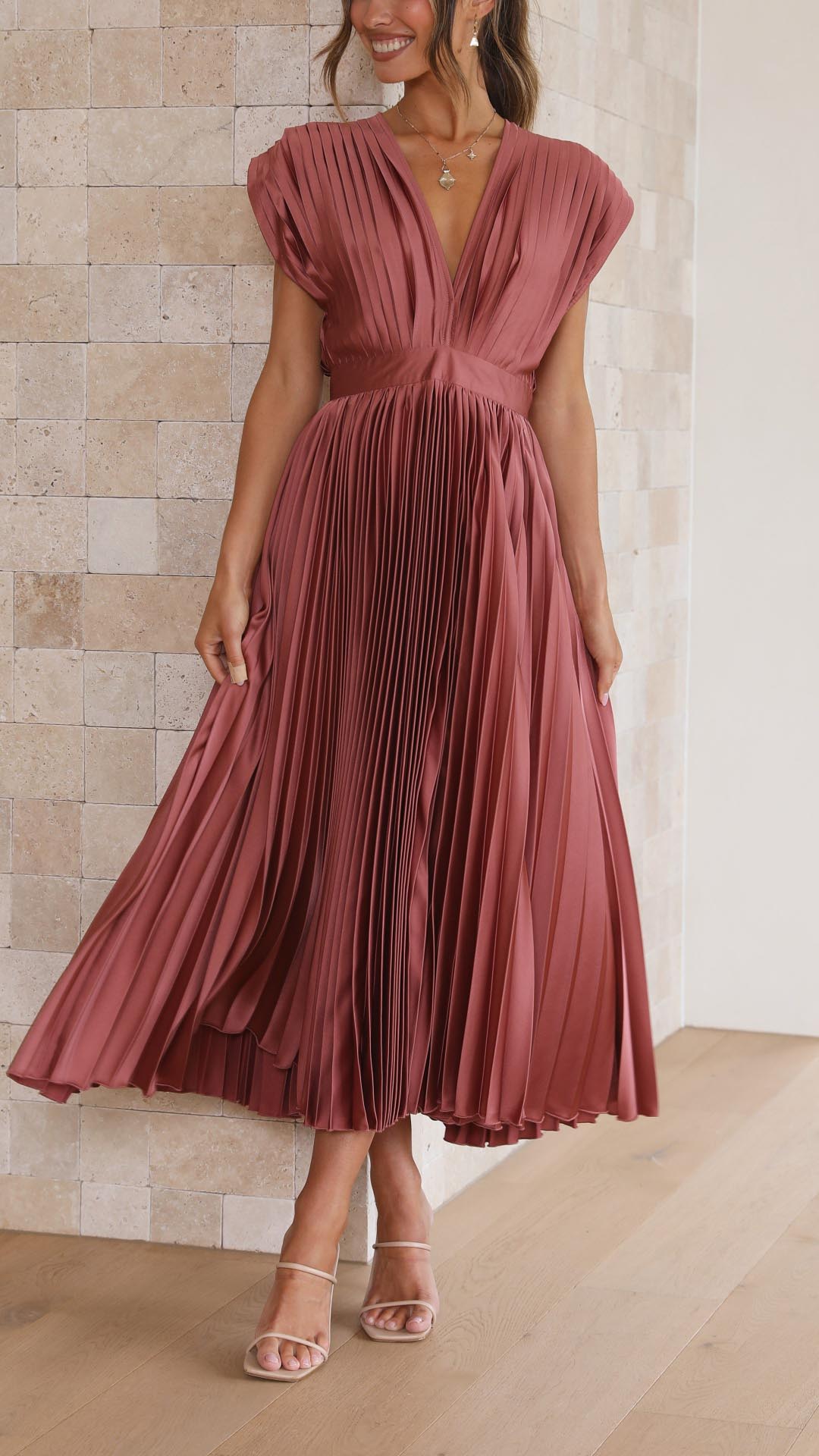 Denise | Classic Pleated Maxi Dress