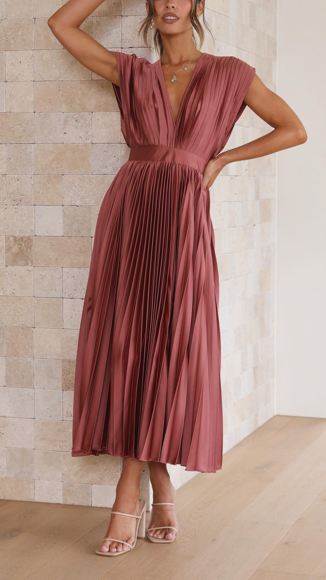 Denise | Classic Pleated Maxi Dress