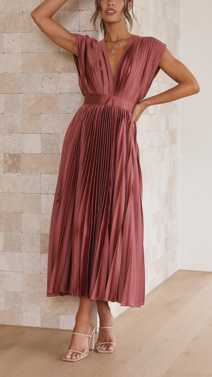 Denise | Classic Pleated Maxi Dress