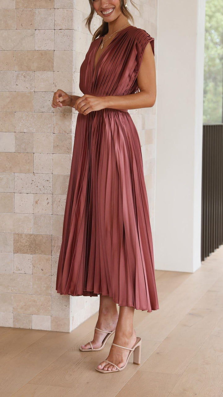 Denise | Classic Pleated Maxi Dress