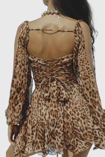 Raquel | Chiffon Empire Waist Dress with Sleeves