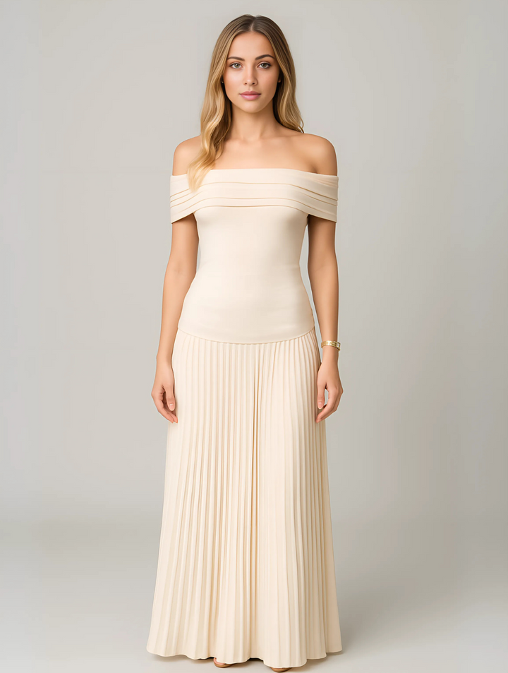 Joy | Off Shoulder Pleated Maxi Dress