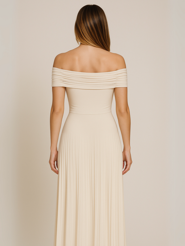 Joy | Off Shoulder Pleated Maxi Dress