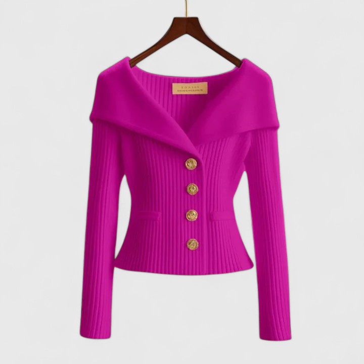 Mathilda | Ribbed V-Neck Cardigan with Buttons