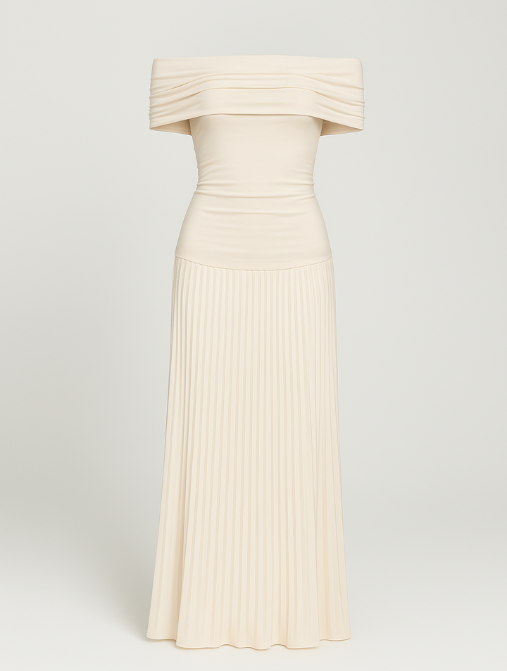 Joy | Off Shoulder Pleated Maxi Dress